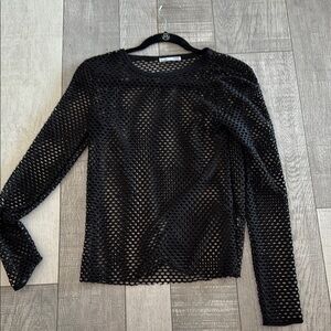 Black Mesh Long Sleeve Top